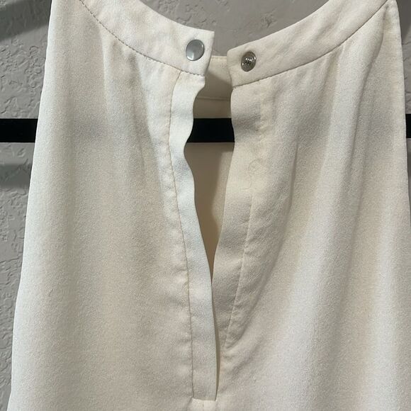 A.L.C White 100% Silk Cream Halter Mini Dress with Double Ruffle Layers, Size 8 - Picture 9 of 10